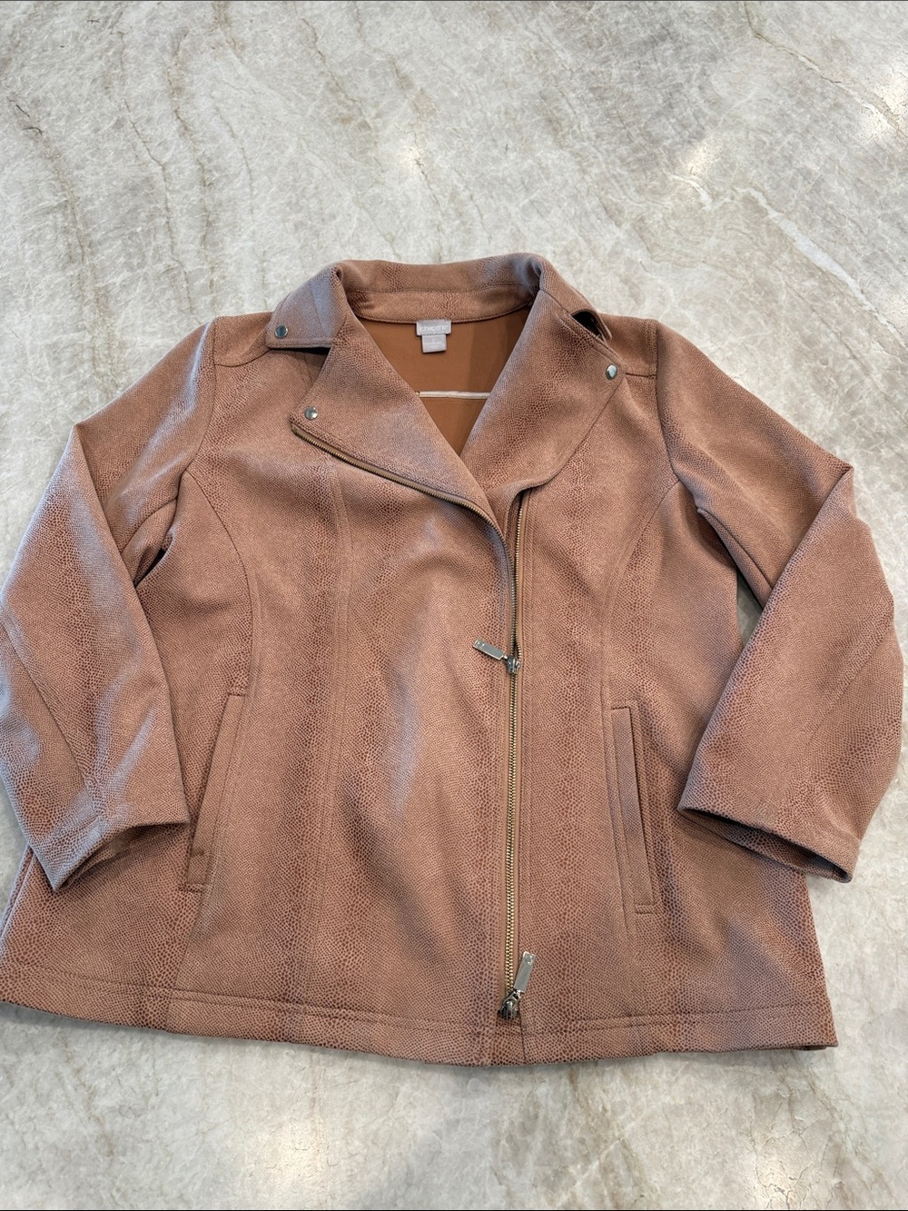 Chico's Dusty Rose Moto-Style Zip Jacket